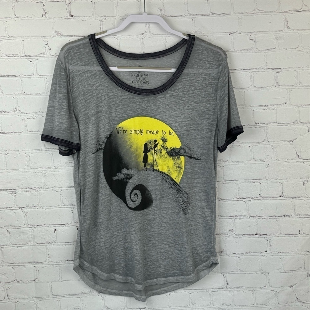 Disney Nightmare Before Christmas Graphic Short Sleeve Burnout Tee Large Gray